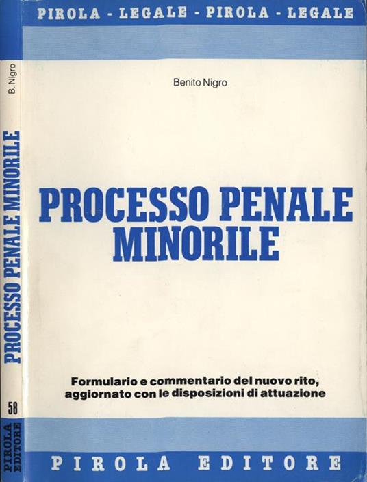 Processo penale minorile - Benito Nigro - copertina