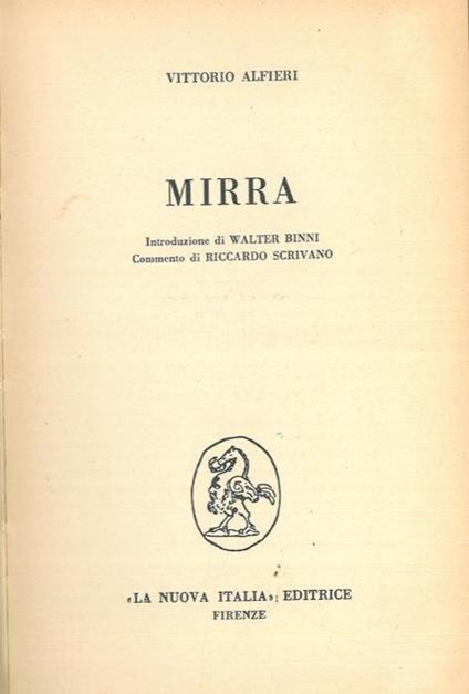 Mirra - Vittorio Alfieri - copertina