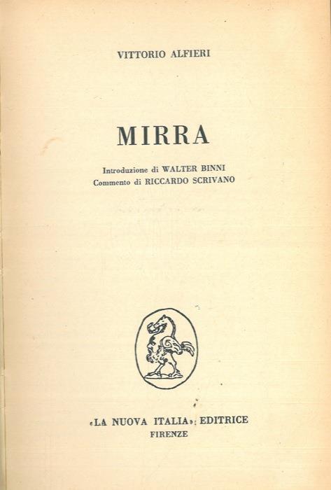 Mirra - Vittorio Alfieri - copertina