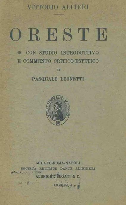 Oreste - Vittorio Alfieri - copertina