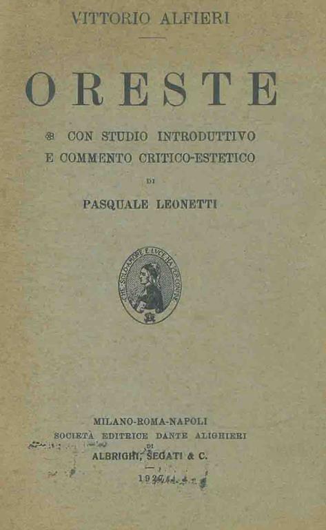 Oreste - Vittorio Alfieri - copertina