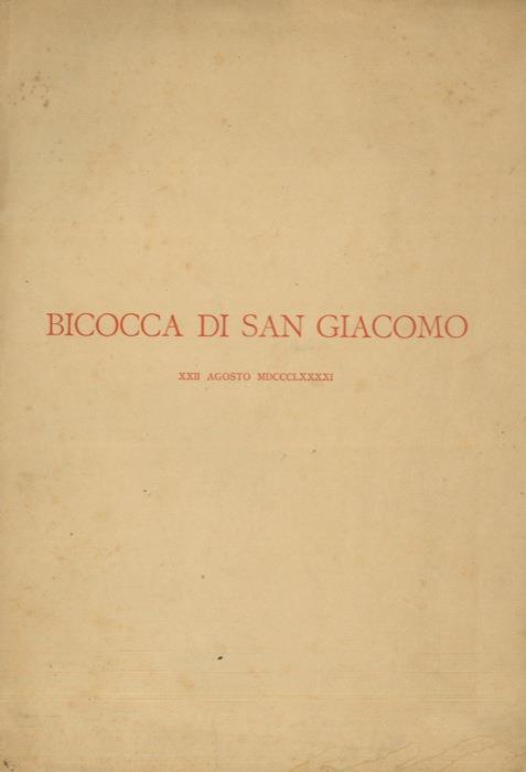 Bicocca di San Giacomo. XII Agosto MDCCCLXXXXI. - Giosuè Carducci - copertina