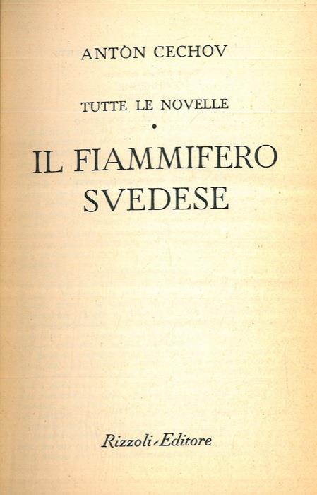 Il fiammifero svedese. (Tutte le novelle) - Anton Cechov - copertina