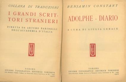 Adolphe. Diario - Benjamin Constant - copertina