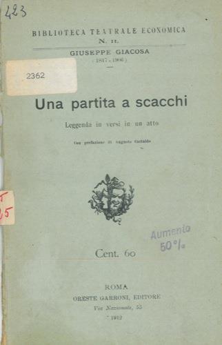 Una partita a scacchi - Giuseppe Giacosa - copertina