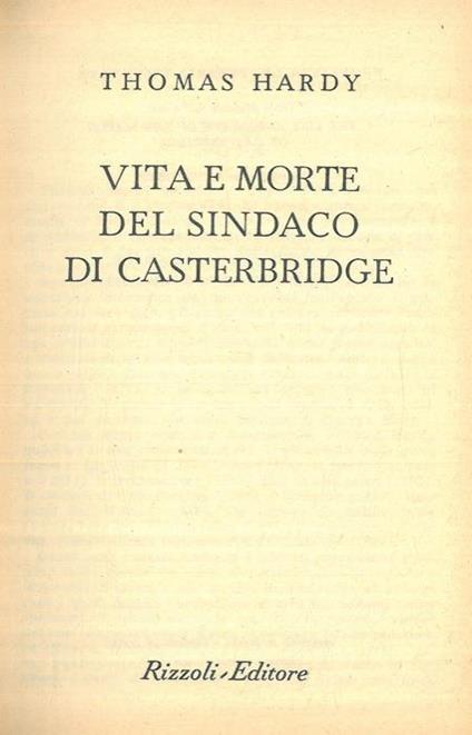 Vita e morte del sindaco di Casterbridge - Thomas Hardy - copertina