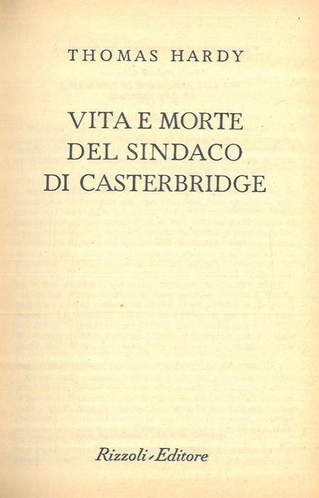 Vita e morte del sindaco di Casterbridge - Thomas Hardy - copertina