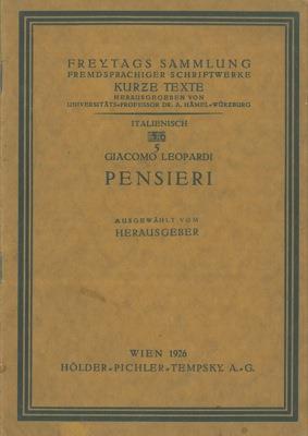 Pensieri - Giacomo Leopardi - copertina