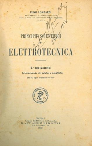 Principii scientifici di elettrotecnica - Luigi Lombardi - copertina