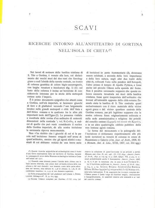 Ricerche intorno all'anfiteatro di Gortina nell'Isola di Creta - Amedeo Maiuri - copertina