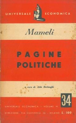 Pagine politiche - Goffredo Mameli - copertina