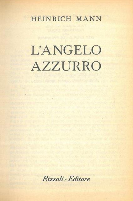 L' angelo azzurro - Heinrich Mann - copertina