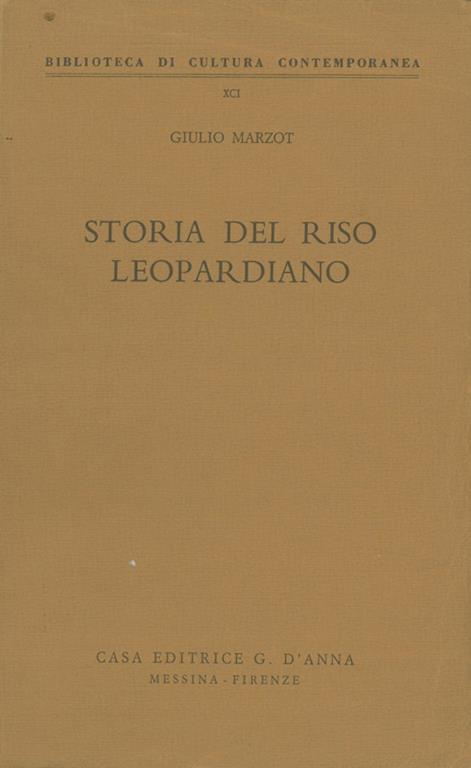 Storia del riso leopardiano - Giulio Marzot - copertina