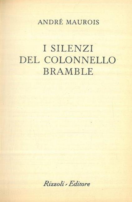 I silenzi del colonnello Bramble - André Maurois - copertina