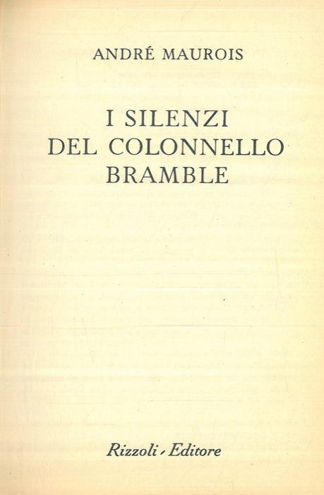I silenzi del colonnello Bramble - André Maurois - copertina