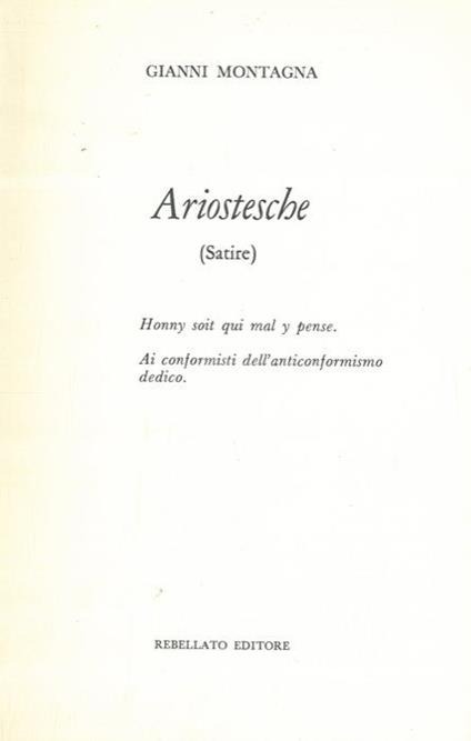 Ariostesche (Satire) - Gianfranco Montagna - copertina