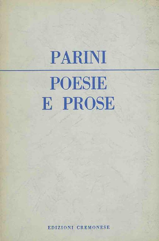 Poesie e prose - Giuseppe Parini - copertina