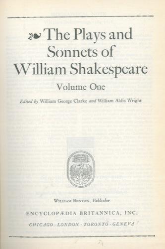The Plays and Sonnets of William Shakespeare. Edited by William George Clarke and William Aldis Wright - William Shakespeare - copertina