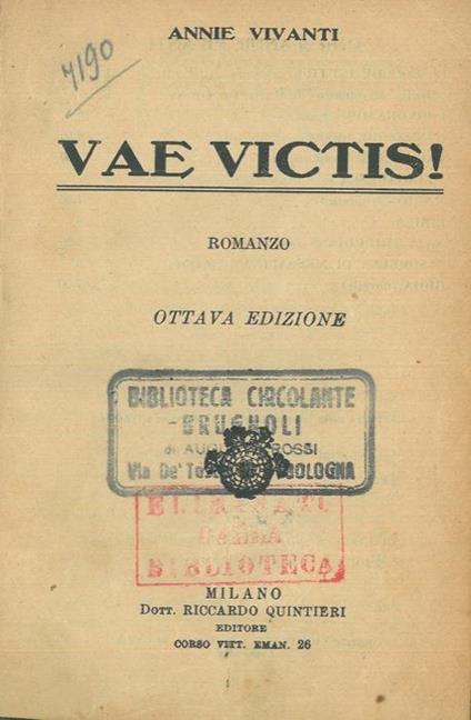Vae victis! - Annie Vivanti - copertina