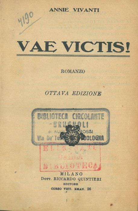 Vae victis! - Annie Vivanti - copertina