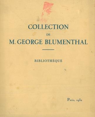 Bibliothéque de M. George Blumenthal - copertina