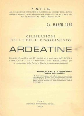 Celebrazioni del I e del II risorgimento Ardeatine - copertina