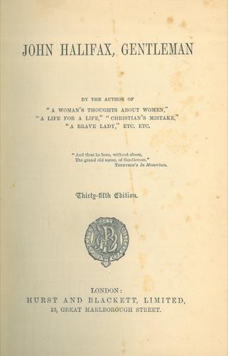 John Halifax, gentleman - copertina