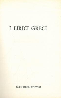 I lirici greci - copertina