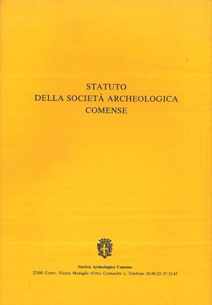 Statuto della Società Archeologica Comense - copertina