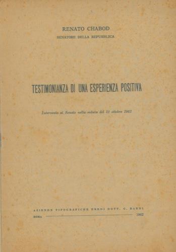Testimonianza di una esperienza positiva - Renato Chabod - copertina