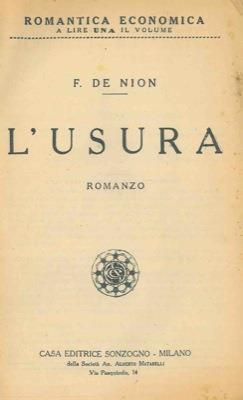 L' usura - François de Nion - copertina