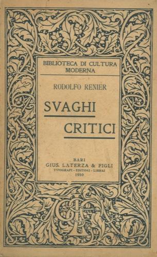 Svaghi critici - Rodolfo Renier - copertina