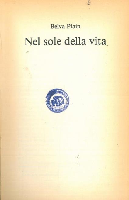 Nel sole della vita - Belva Plain - copertina