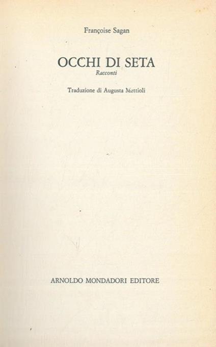 Occhi di seta. Racconti - Françoise Sagan - copertina
