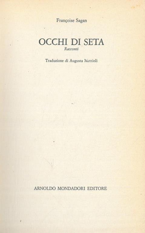 Occhi di seta. Racconti - Françoise Sagan - copertina