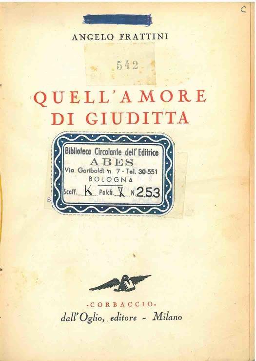 Quell'amore di Giuditta - Angelo Frattini - copertina