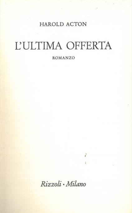 L' ultima offerta - Harold Acton - copertina