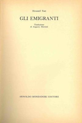 Gli emigranti - Howard Fast - copertina