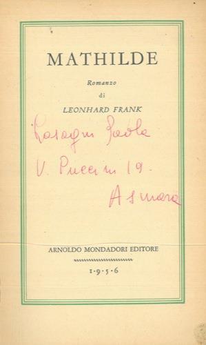 Mathilde - Leonhard Frank - copertina