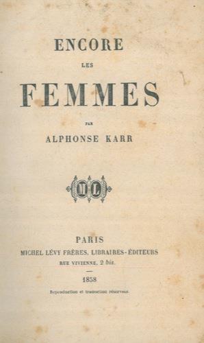 Encore les femmes - Alphonse Karr - copertina