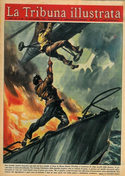 Due fratelli, mentre facevano una gita sul loro panfilo al largo di Miami Beach (Florida), si trovarono di colpo avvolti dalle fiamme: la piccola nave si stava incendiando.. - Vittore Pisani - copertina