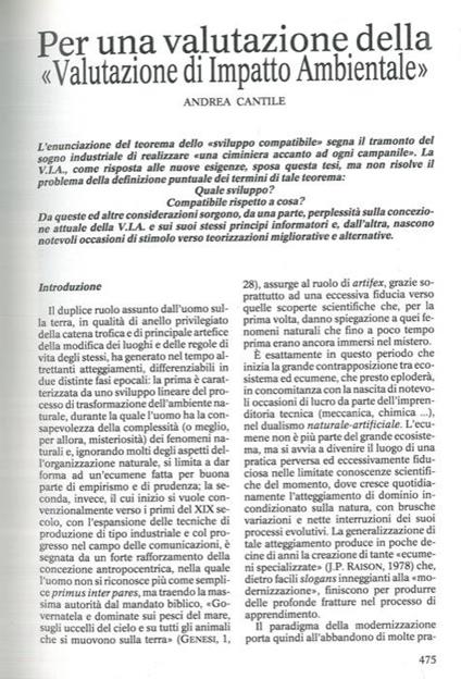 Per una valutazione della valutazione di Impatto Ambientale. Alcune considerazioni sulle procedure degli studi di impatto ambientale - Andrea Cantile,Andrea Innocenti - copertina