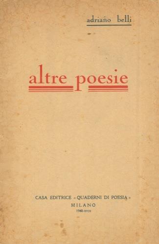 Altre poesie - Adriano Belli - copertina