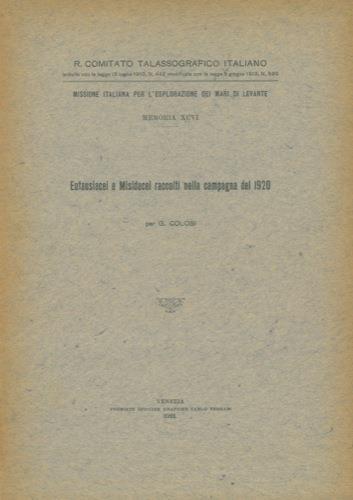 Efausiacei e Misidacei raccolti nella campagna del 1920. Missione Italiana per l'Esplorazione dei Mari di Levante - Giuseppe Colosi - copertina