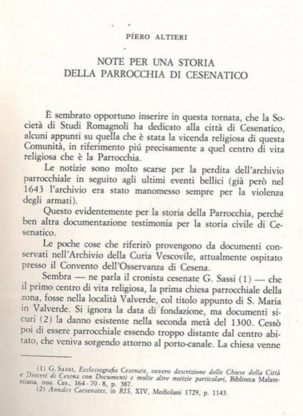 Note per una storia della parrocchia di Cesenatico - copertina