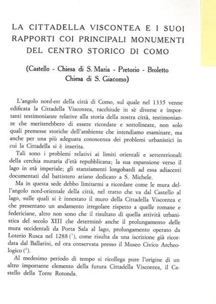 La Cittadella Viscontea e i suoi rapporti coi principali monumenti del Centro Storico di Como (Castello - Chiesa di S. Maria - Pretorio - Broletto - Chiesa di S. Giacomo) - copertina