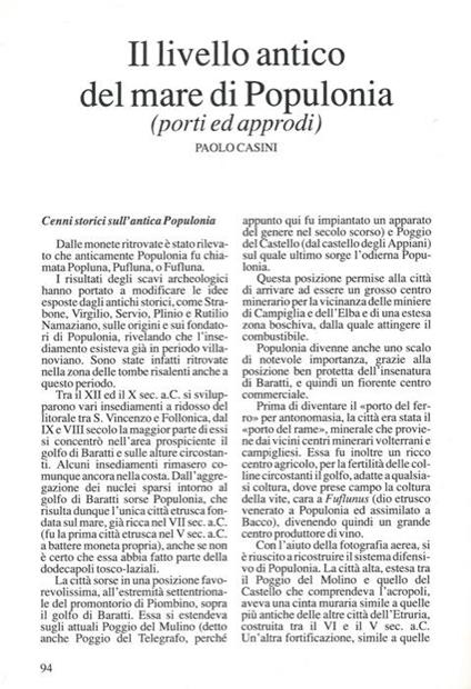 Il livello antico del mare di Populonia (porti ed approdi) - copertina