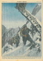 Copertina La Domenica del Corriere. Cinque guide di Chamonix raggiungono i rottami del quadrimotore indiano infrantosi sotto il Monte Bianco