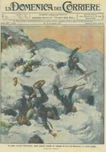 Copertina La Domenica del Corriere. Alpini francesi travolti da valanghe di neve sul Moncenisio ai confini d'Italia