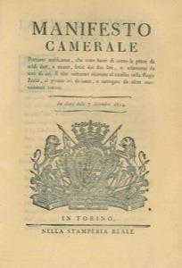 Manifesto Camerale portante notificanza che sono fuori di corso le pezze di soldi due, e mezzo, lisce dai due lati, o solamente da uno di essi  - copertina